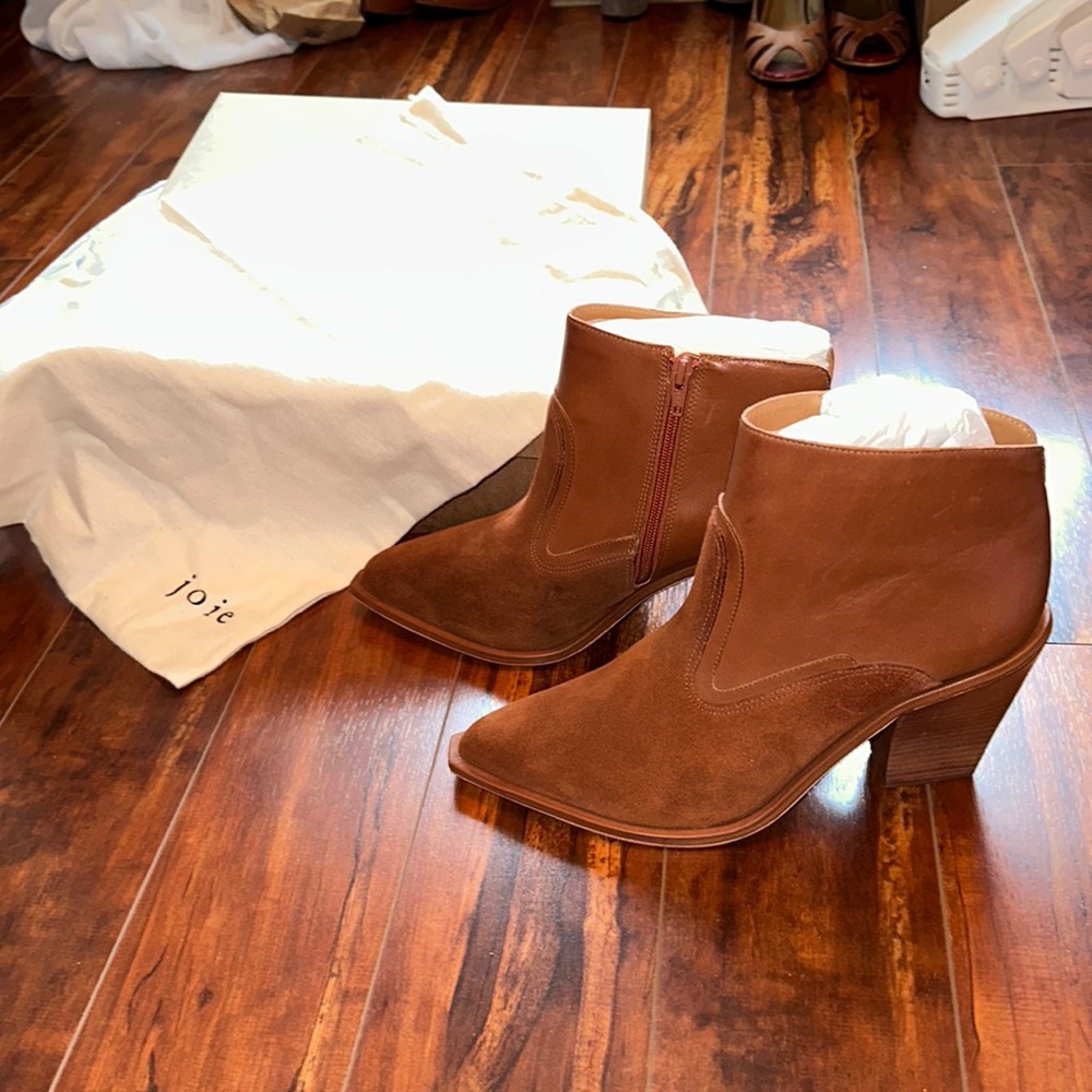 Joie leather/suede heeled booties
